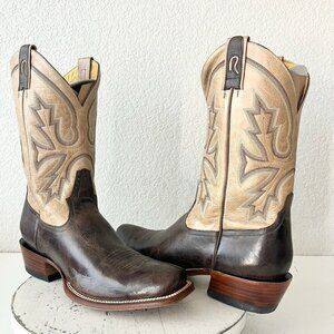Rod Patrick Mens Cowboy Boots 12.5A Antique Mocha Bison Brown Western Blunt Toe